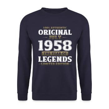 Original 1958 Vintage 1958 Birthday 1958 - Unisex Sweatshirt - navy - Front - Alina (178cm) & Michal (187cm)