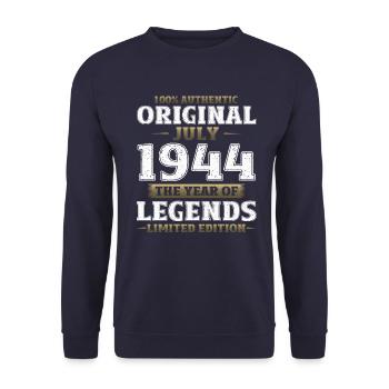 80th Birthday Original July 1944 Born 1944 - Unisex Sweatshirt - navy - Front - Alina (178cm) & Michal (187cm)