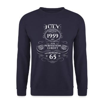 65th Birthday, Born 1959 ORIGINAL 1959 - Unisex Sweatshirt - navy - Front - Alina (178cm) & Michal (187cm)