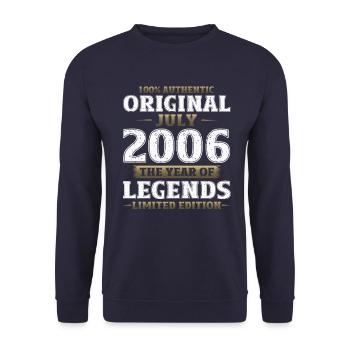 18ème anniversaire Original Juillet 2006 Millésime 2006 - Sweat-shirt Unisexe - marine - Devant - Alina (178cm) & Michal (187cm)