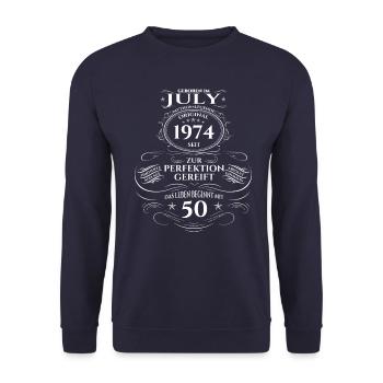 50e anniversaire Original juin 1974 Né en 1974 - Sweat-shirt Unisexe - marine - Devant - Alina (178cm) & Michal (187cm)