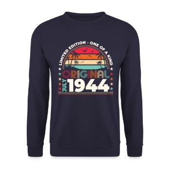 80th Birthday Original July 1944 Born 1944 - Unisex Sweatshirt - navy - Front - Alina (178cm) & Michal (187cm)