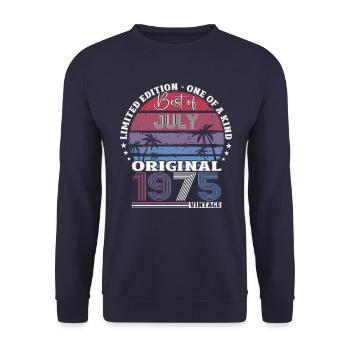 50. Geburtstag Original Juli 1975 Jahrgang 1975 - Unisex Pullover - Navy - Vorne - Alina (178cm) & Michal (187cm)