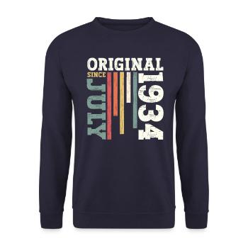 90th Birthday Original July 1934 Born 1934 - Unisex Sweatshirt - navy - Front - Alina (178cm) & Michal (187cm)