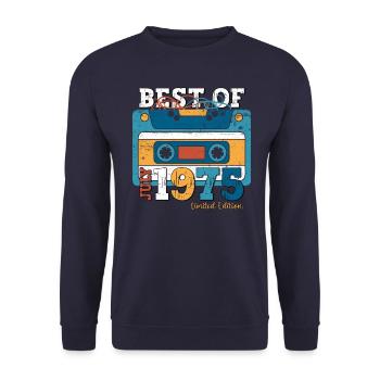 50. Geburtstag Kassette Juli 1975 Jahrgang 1975 - Unisex Pullover - Navy - Vorne - Alina (178cm) & Michal (187cm)