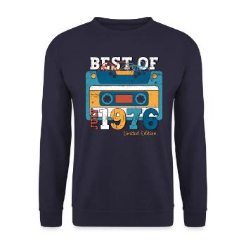 Cassette 48ème anniversaire Juillet 1976 Millésime 1976 - Sweat-shirt Unisexe - marine - Devant - Alina (178cm) & Michal (187cm)