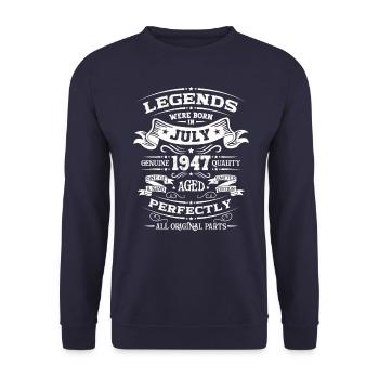 77th Birthday Original July 1947 Born 1947 - Unisex Sweatshirt - navy - Front - Alina (178cm) & Michal (187cm)