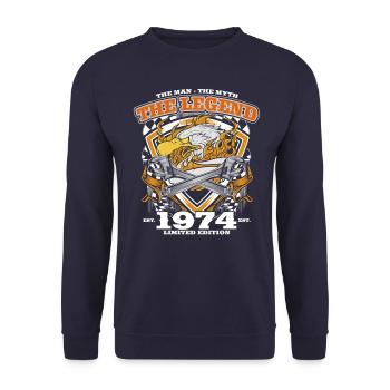 50ème Anniversaire Original Vintage 1974 Artisan - Sweat-shirt Unisexe - marine - Devant - Alina (178cm) & Michal (187cm)