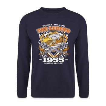 70ème Anniversaire Original Vintage 1955 Artisan - Sweat-shirt Unisexe - marine - Devant - Alina (178cm) & Michal (187cm)