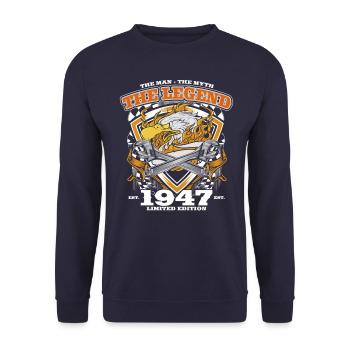 77th Birthday Original Vintage 1947 Craftsman - Unisex Sweatshirt - navy - Front - Alina (178cm) & Michal (187cm)