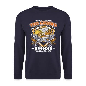 44e anniversaire Original Vintage 1980 Artisan - Sweat-shirt Unisexe - marine - Devant - Alina (178cm) & Michal (187cm)