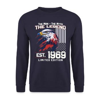 55. Geburtstag Baujahr 1969 Jahrgang 1969 Legende - Unisex Pullover - Navy - Vorne - Alina (178cm) & Michal (187cm)