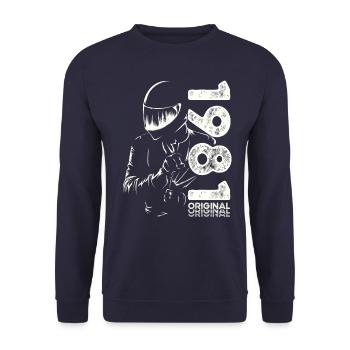 44ème Anniversaire Vintage 1981 Motard Motard - Sweat-shirt Unisexe - marine - Devant - Alina (178cm) & Michal (187cm)