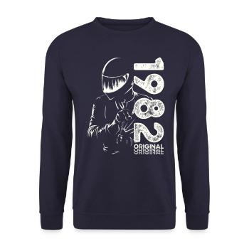 42nd Birthday Vintage 1982 Motorcyclist Biker - Unisex Sweatshirt - navy - Front - Alina (178cm) & Michal (187cm)