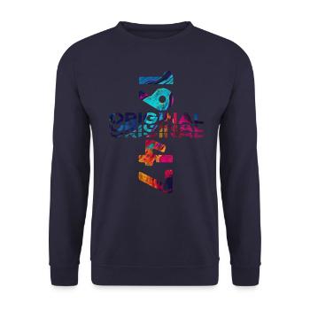 Original1947 Né en 1947 77e anniversaire 1947 - Sweat-shirt Unisexe - marine - Devant - Alina (178cm) & Michal (187cm)
