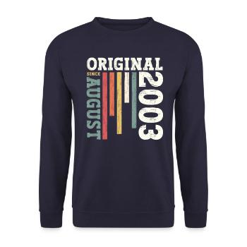 21. Geburtstag Original August 2003 Jahrgang 2003 - Unisex Pullover - Navy - Vorne - Alina (178cm) & Michal (187cm)