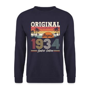 90th Birthday Original August 1934 Born 1934 - Unisex Sweatshirt - navy - Front - Alina (178cm) & Michal (187cm)