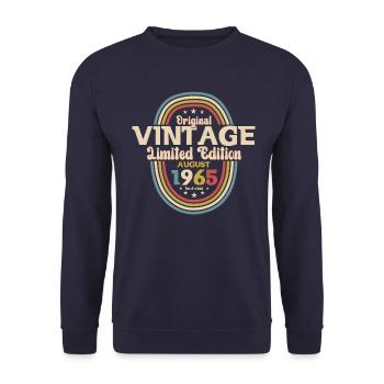 60e anniversaire Original août 1965 Né en 1965 - Sweat-shirt Unisexe - marine - Devant - Alina (178cm) & Michal (187cm)