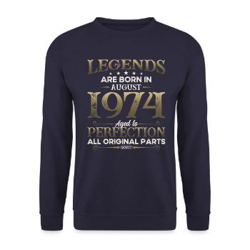 50e anniversaire Original août 1974 Né en 1974 - Sweat-shirt Unisexe - marine - Devant - Alina (178cm) & Michal (187cm)