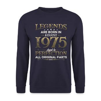 50ème Anniversaire Original Août 1975 Millésime 1975 - Sweat-shirt Unisexe - marine - Devant - Alina (178cm) & Michal (187cm)