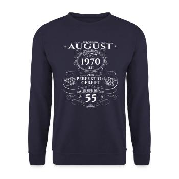 54. Geburtstag Original August 1970 Jahrgang 1970 - Unisex Pullover - Navy - Vorne - Alina (178cm) & Michal (187cm)