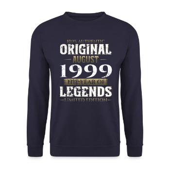 25ème Anniversaire Original Août 1999 Millésime 1999 - Sweat-shirt Unisexe - marine - Devant - Alina (178cm) & Michal (187cm)
