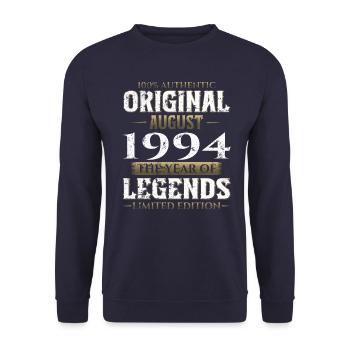 30th Birthday Original August 1994 Vintage 1994 - Unisex Sweatshirt - navy - Front - Alina (178cm) & Michal (187cm)