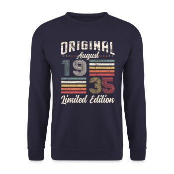 90th Birthday Original August 1935 Vintage 1935 - Unisex Sweatshirt - navy - Front - Alina (178cm) & Michal (187cm)