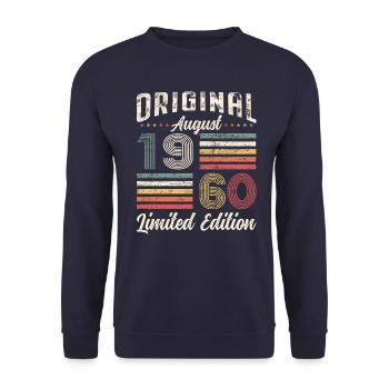 65th Birthday Original August 1960 Vintage 1960 - Unisex Sweatshirt - navy - Front - Alina (178cm) & Michal (187cm)