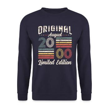 25. Geburtstag Original August 2000 Jahrgang 2000 - Unisex Pullover - Navy - Vorne - Alina (178cm) & Michal (187cm)