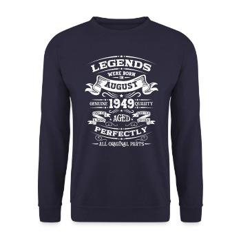 75th Birthday Original August 1949 Born 1949 - Unisex Sweatshirt - navy - Front - Alina (178cm) & Michal (187cm)