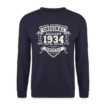90th Birthday Original August 1934 Born 1934 - Unisex Sweatshirt - navy - Front - Alina (178cm) & Michal (187cm)