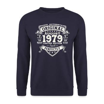 45e anniversaire Original août 1979 Né en 1979 - Sweat-shirt Unisexe - marine - Devant - Alina (178cm) & Michal (187cm)