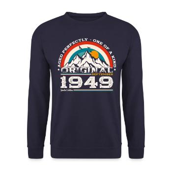 75th Birthday Original September 49 Born 1949 - Unisex Sweatshirt - navy - Front - Alina (178cm) & Michal (187cm)