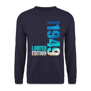 75th Birthday Original September 1949 Volume 49 - Unisex Sweatshirt - navy - Front - Alina (178cm) & Michal (187cm)