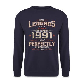 33rd Birthday Original September 1991 Volume 91 - Unisex Sweatshirt - navy - Front - Alina (178cm) & Michal (187cm)