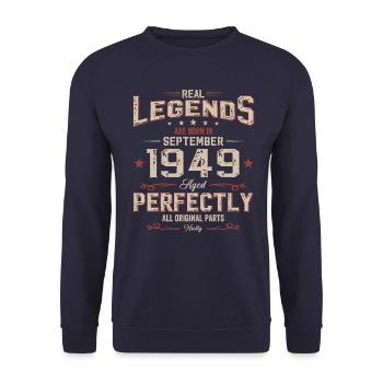75th Birthday Original September 1949 Volume 49 - Unisex Sweatshirt - navy - Front - Alina (178cm) & Michal (187cm)