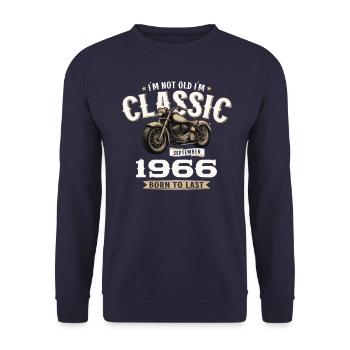 58ème Anniversaire Vintage Septembre 1966 Moto - Sweat-shirt Unisexe - marine - Devant - Alina (178cm) & Michal (187cm)