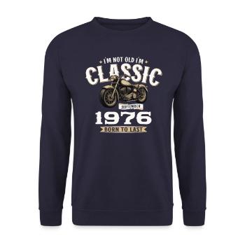 48ème Anniversaire Vintage Septembre 1976 Moto - Sweat-shirt Unisexe - marine - Devant - Alina (178cm) & Michal (187cm)