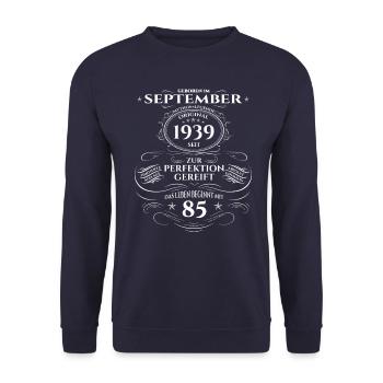 85th Birthday Original September 1939 Volume 39 - Unisex Sweatshirt - navy - Front - Alina (178cm) & Michal (187cm)