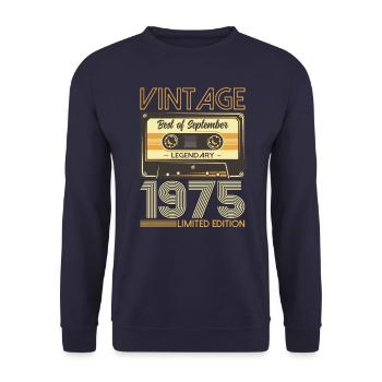 September 1975, 50th birthday Original 1975 - Unisex Sweatshirt - navy - Front - Alina (178cm) & Michal (187cm)