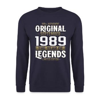 35ème Anniversaire Millésime Septembre 1989 Millésime 89 - Sweat-shirt Unisexe - marine - Devant - Alina (178cm) & Michal (187cm)