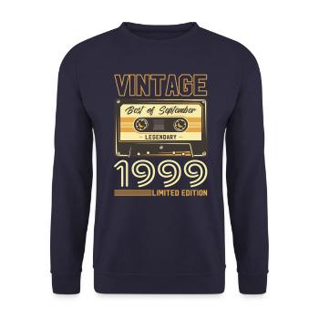 Cassette du 25e anniversaire septembre 1999 millésime 99 - Sweat-shirt Unisexe - marine - Devant - Alina (178cm) & Michal (187cm)