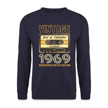 55th Birthday Cassette September 1969 Year 69 - Unisex Sweatshirt - navy - Front - Alina (178cm) & Michal (187cm)