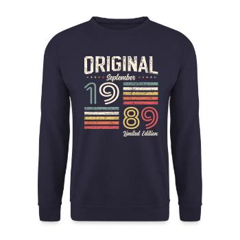 35ème Anniversaire Millésime Septembre 1989 Millésime 89 - Sweat-shirt Unisexe - marine - Devant - Alina (178cm) & Michal (187cm)