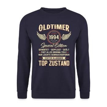 30ème Anniversaire Voiture Classique Septembre 1994 Millésime 94 - Sweat-shirt Unisexe - marine - Devant - Alina (178cm) & Michal (187cm)