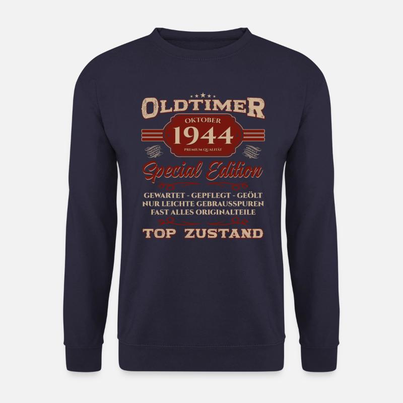 80. Geburtstag Oldtimer Oktober 1944 Jahrgang 44 - Unisex Pullover - Navy