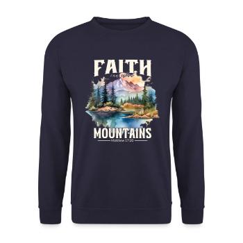 Faith can move Mountains, Matthew 17:20 - Unisex Pullover - Navy - Vorne - Alina (178cm) & Michal (187cm)