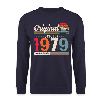 45th Birthday Original October 1979 Born 1979 - Unisex Sweatshirt - navy - Front - Alina (178cm) & Michal (187cm)
