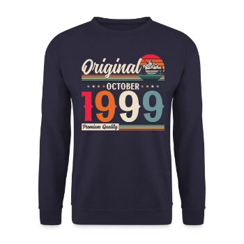 25th Birthday Original October 1999 Vintage 1999 - Unisex Sweatshirt - navy - Front - Alina (178cm) & Michal (187cm)